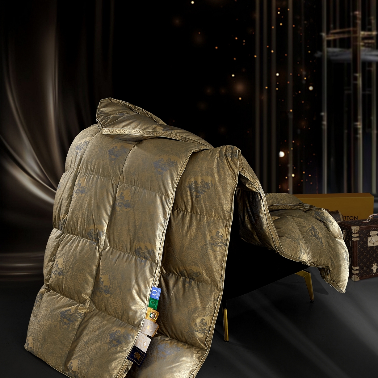 91家纺网 家纺一手货源 找家纺 织梦人羽绒工厂店 2025新款高蓬松羽绒被85鸭绒大牌同款花型-高精密提花系列 高精密提花-罗马庄园古铜