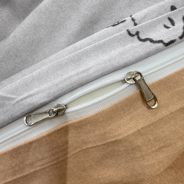 91家纺网 家纺一手货源 找家纺 凌鼎 2025新款100%全棉生态磨毛四件套系列1吉唛浅灰