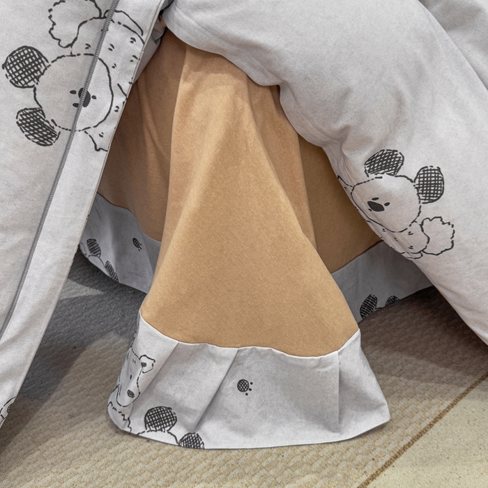 91家纺网 家纺一手货源 找家纺 凌鼎 2025新款100%全棉生态磨毛四件套系列1吉唛浅灰