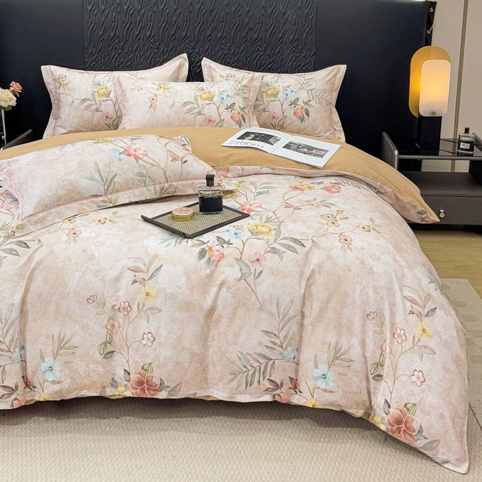 91家纺网 家纺一手货源 找家纺 凌鼎 2025新款100%全棉生态磨毛四件套系列1美伊咖