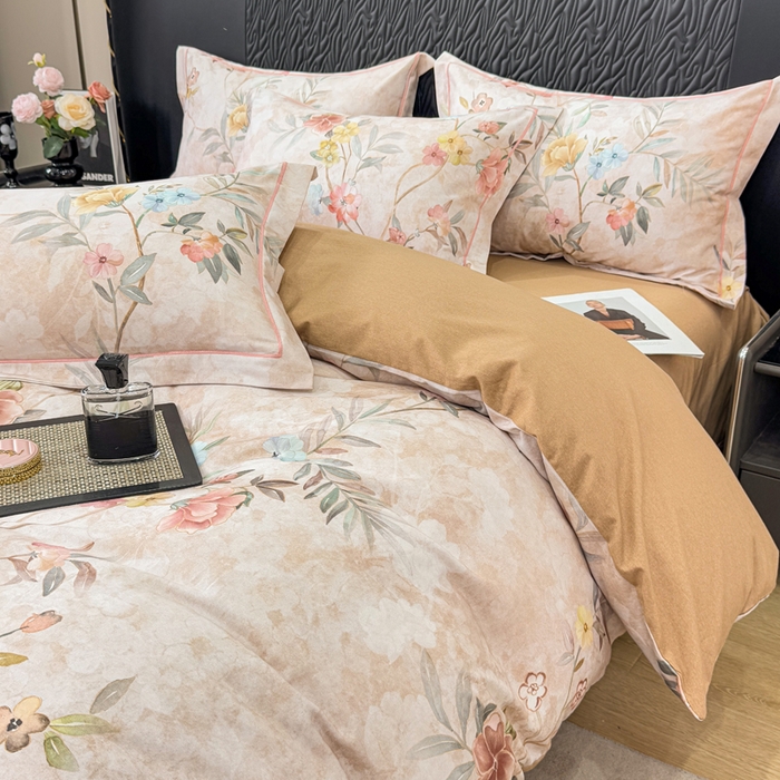 91家纺网 家纺一手货源 找家纺 凌鼎 2025新款100%全棉生态磨毛四件套系列1美伊咖