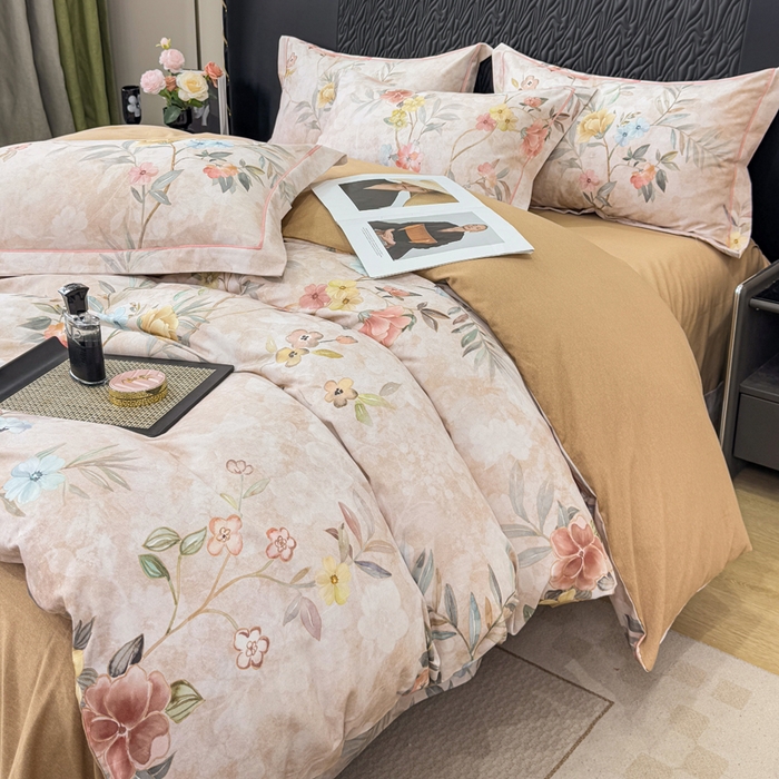 91家纺网 家纺一手货源 找家纺 凌鼎 2025新款100%全棉生态磨毛四件套系列1美伊咖