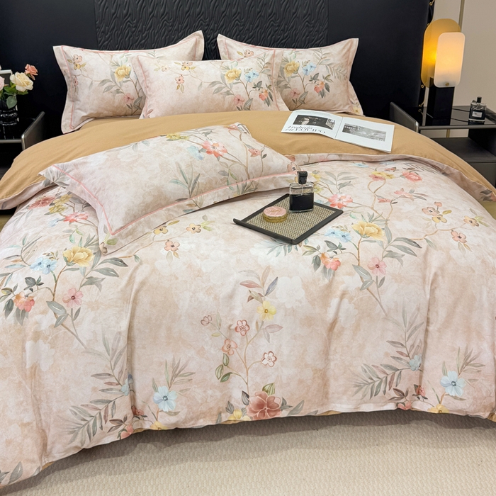 91家纺网 家纺一手货源 找家纺 凌鼎 2025新款100%全棉生态磨毛四件套系列1美伊咖