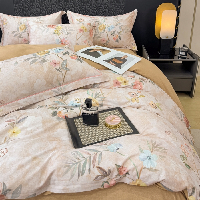 91家纺网 家纺一手货源 找家纺 凌鼎 2025新款100%全棉生态磨毛四件套系列1美伊咖