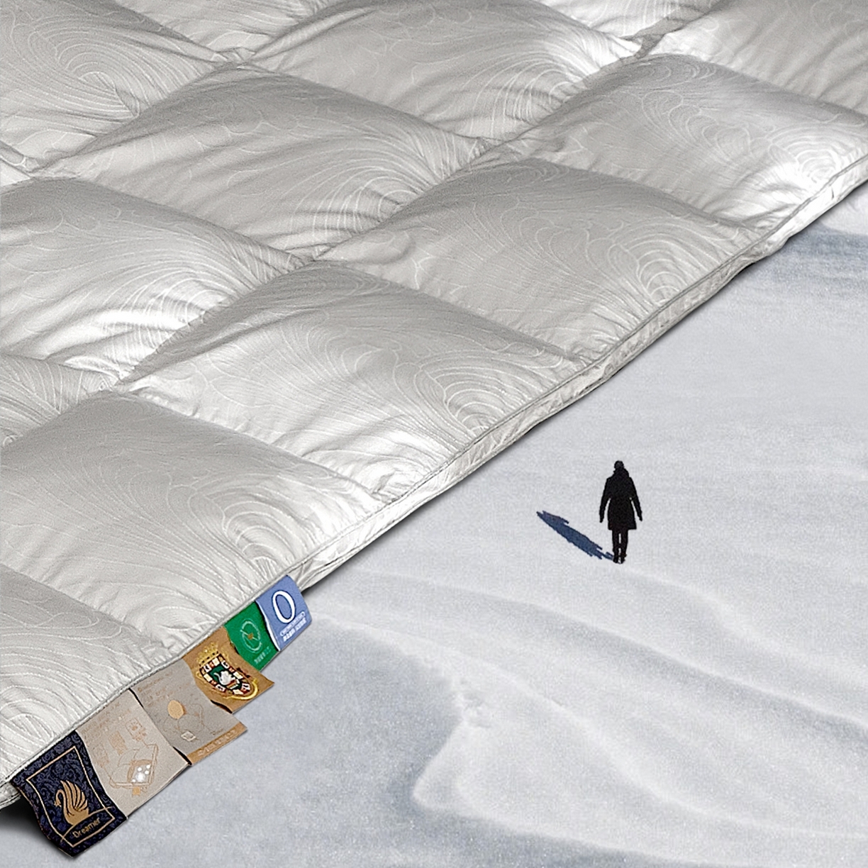 91家纺网 家纺一手货源 找家纺 织梦人羽绒工厂店 2025新款高蓬松羽绒被85鸭绒大牌同款花型-高精密提花系列 高精密提花-蒙娜丽莎舒雅灰