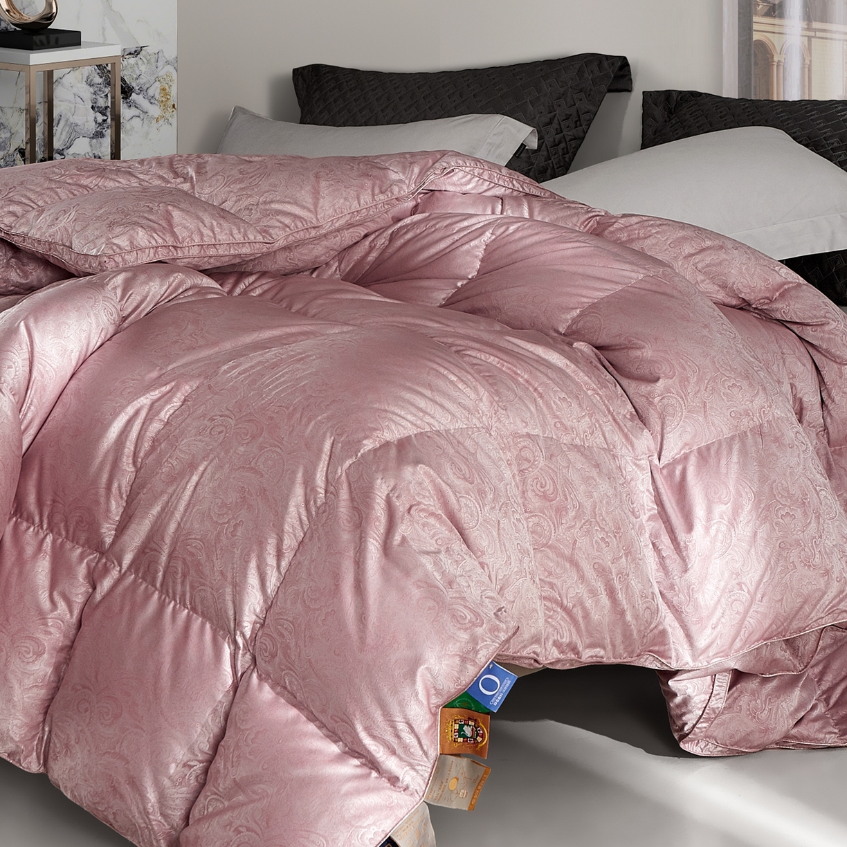 91家纺网 家纺一手货源 找家纺 织梦人羽绒工厂店 2025新款高蓬松羽绒被85鸭绒大牌同款花型-高精密提花系列 高精密提花-水云豆沙