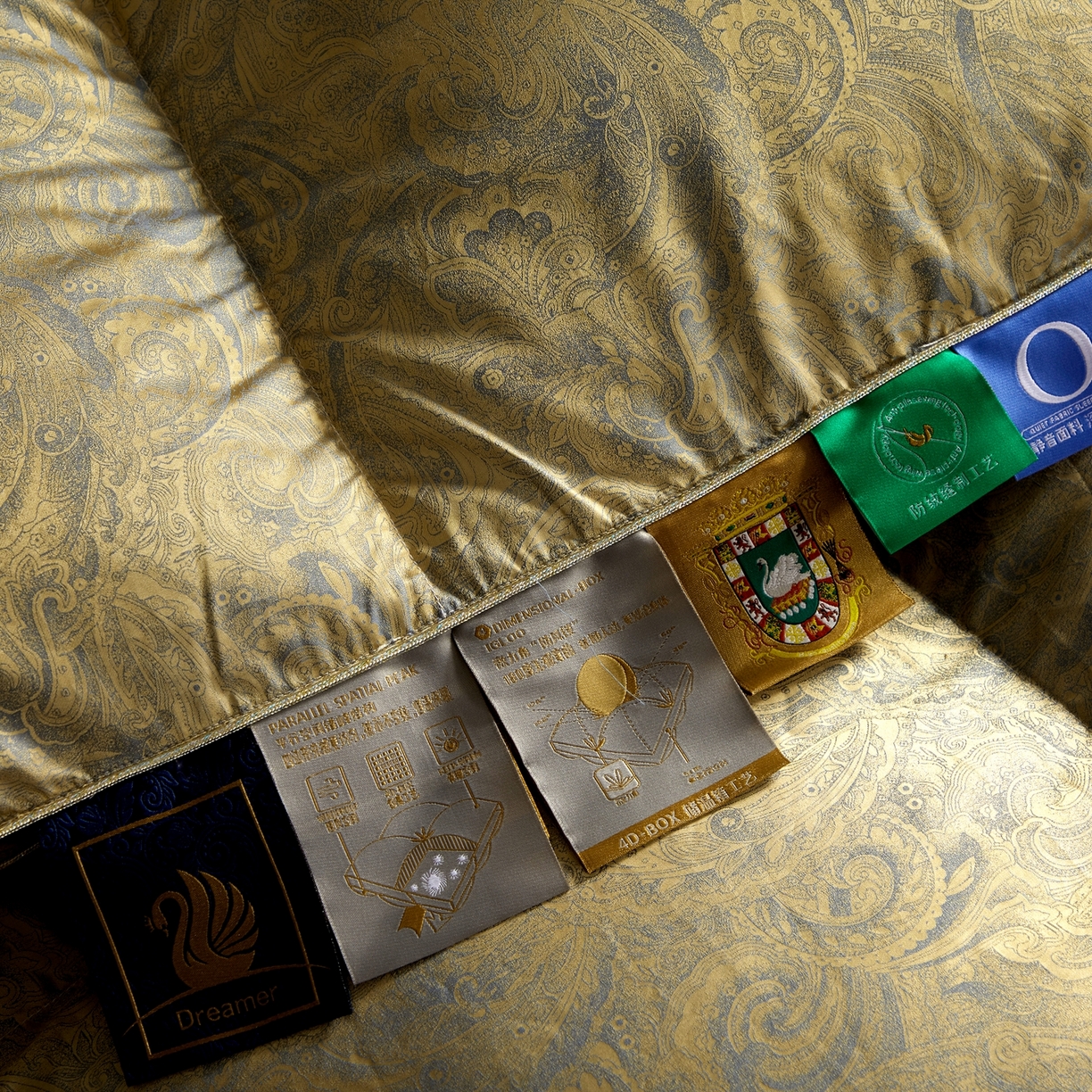 91家纺网 家纺一手货源 找家纺 织梦人羽绒工厂店 2025新款高蓬松羽绒被85鸭绒大牌同款花型-高精密提花系列 高精密提花-水云古铜