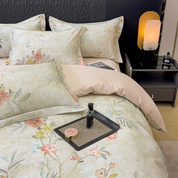 91家纺网 家纺一手货源 找家纺 凌鼎 2025新款100%全棉生态磨毛四件套系列1美伊绿