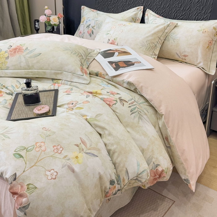 91家纺网 家纺一手货源 找家纺 凌鼎 2025新款100%全棉生态磨毛四件套系列1美伊绿