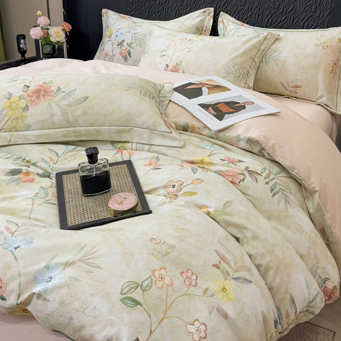 91家纺网 家纺一手货源 找家纺 凌鼎 2025新款100%全棉生态磨毛四件套系列1美伊绿