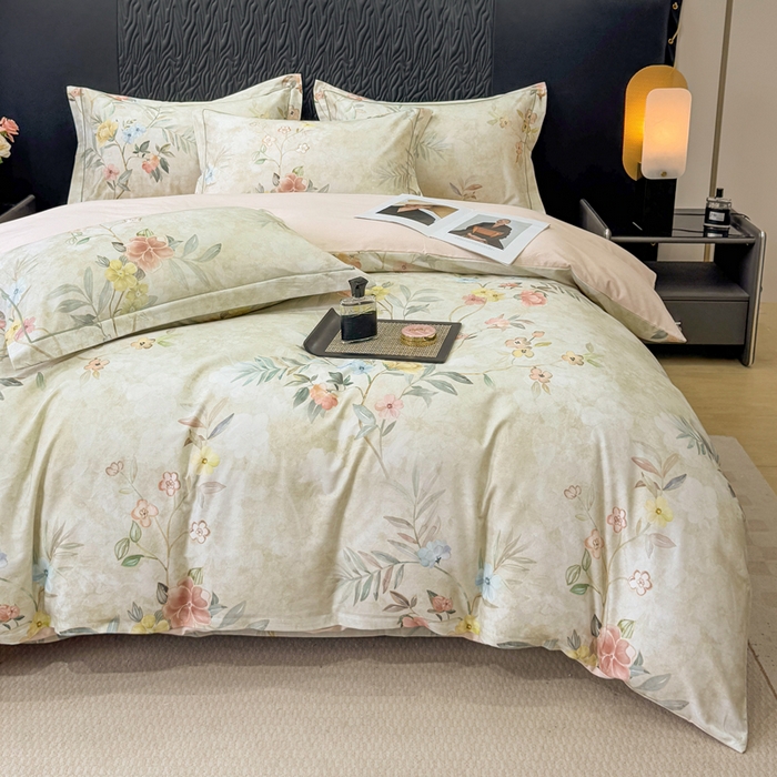 91家纺网 家纺一手货源 找家纺 凌鼎 2025新款100%全棉生态磨毛四件套系列1美伊绿