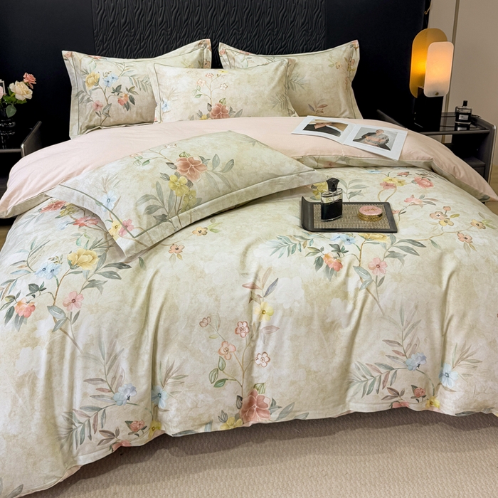 91家纺网 家纺一手货源 找家纺 凌鼎 2025新款100%全棉生态磨毛四件套系列1美伊绿