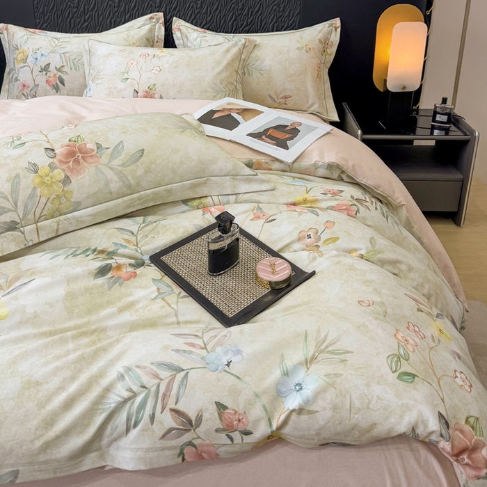 91家纺网 家纺一手货源 找家纺 凌鼎 2025新款100%全棉生态磨毛四件套系列1美伊绿