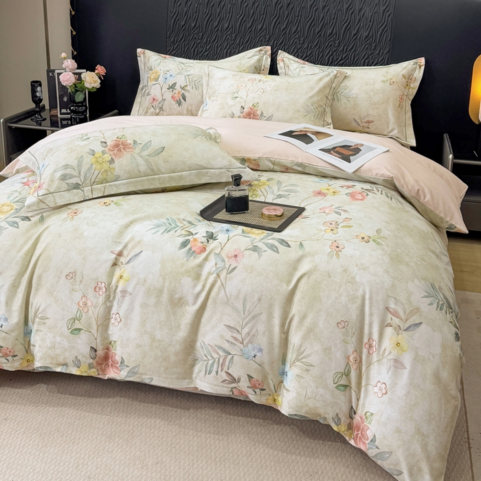 91家纺网 家纺一手货源 找家纺 凌鼎 2025新款100%全棉生态磨毛四件套系列1美伊绿