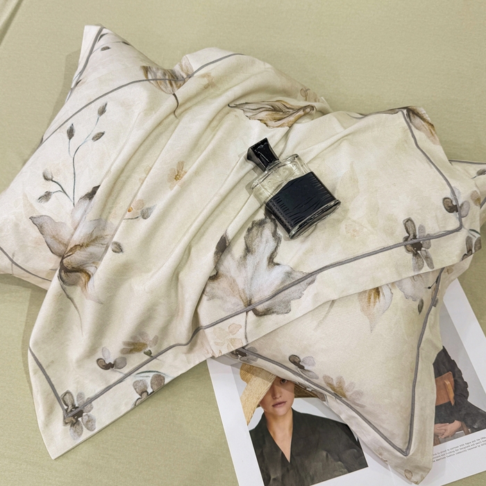 91家纺网 家纺一手货源 找家纺 凌鼎 2025新款100%全棉生态磨毛四件套系列1杉叶咖