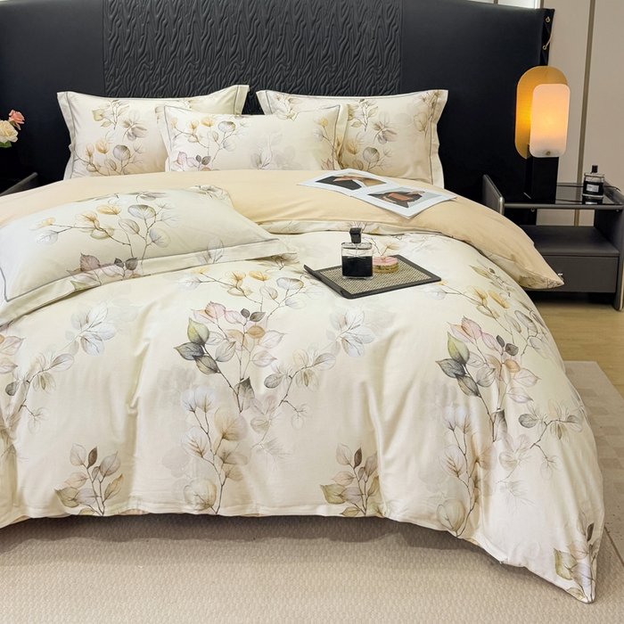 91家纺网 家纺一手货源 找家纺 凌鼎 2025新款100%全棉生态磨毛四件套系列1舒蔓枝绿