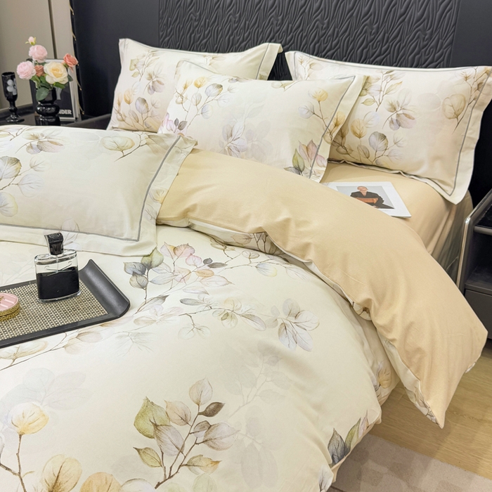 91家纺网 家纺一手货源 找家纺 凌鼎 2025新款100%全棉生态磨毛四件套系列1舒蔓枝绿