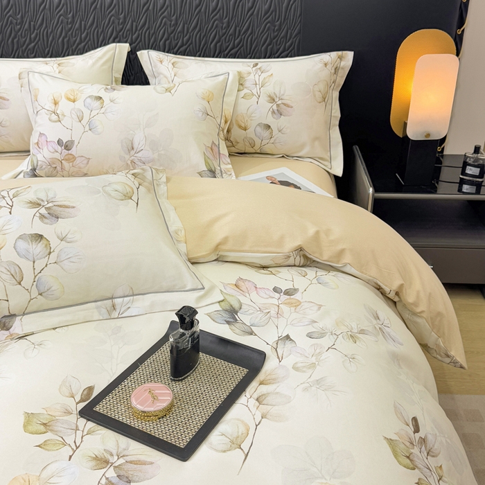 91家纺网 家纺一手货源 找家纺 凌鼎 2025新款100%全棉生态磨毛四件套系列1舒蔓枝绿