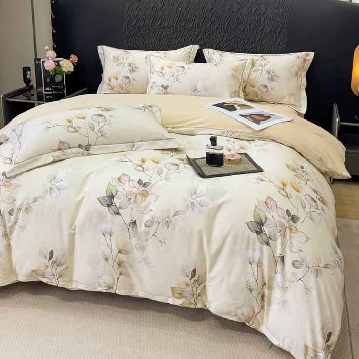 91家纺网 家纺一手货源 找家纺 凌鼎 2025新款100%全棉生态磨毛四件套系列1舒蔓枝绿