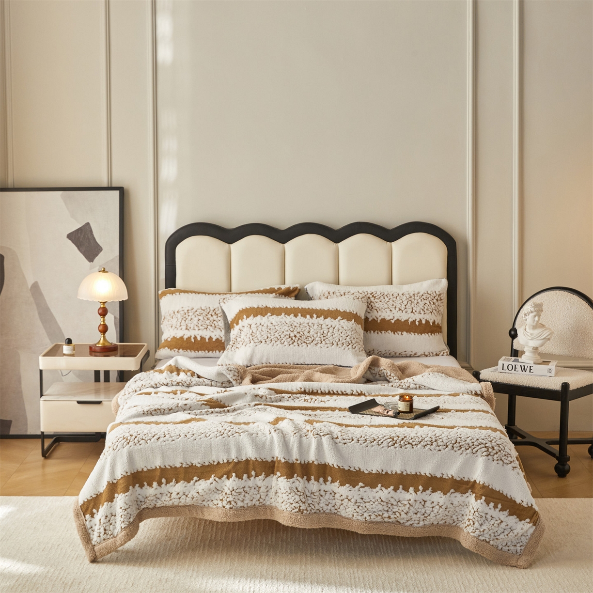 91家纺网 家纺一手货源 找家纺 （总）莱家富 2025新款双层加厚阳离子提花毛毯羊羔绒毛毯盖毯办公室午休毯