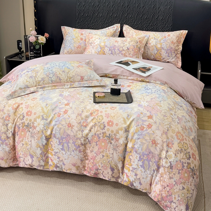 91家纺网 家纺一手货源 找家纺 凌鼎 2025新款100%全棉生态磨毛四件套系列1樱雪奈粉