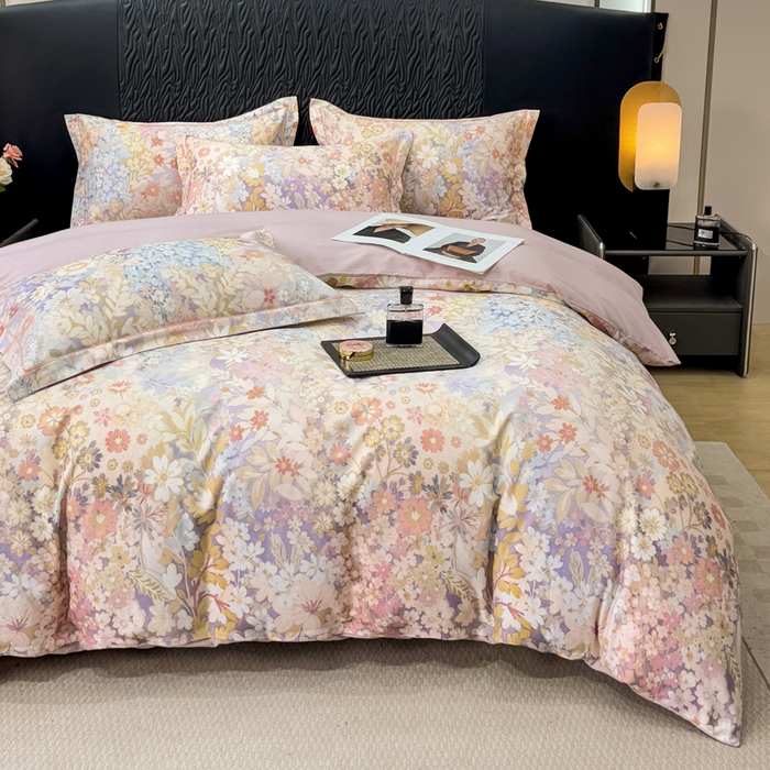 91家纺网 家纺一手货源 找家纺 凌鼎 2025新款100%全棉生态磨毛四件套系列1樱雪奈粉