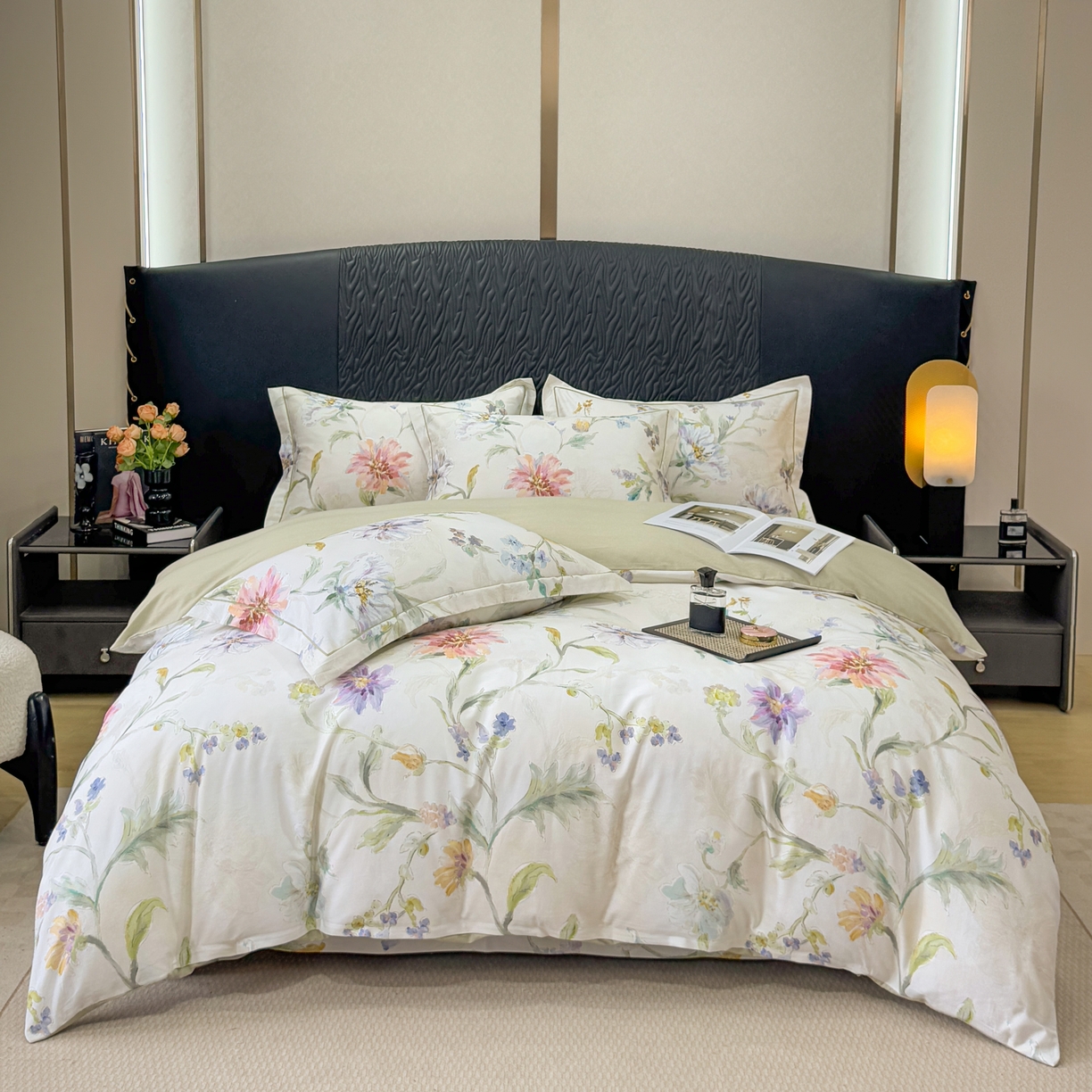 凌鼎 2025新款100%全棉生态磨毛四件套系列1花与浔米