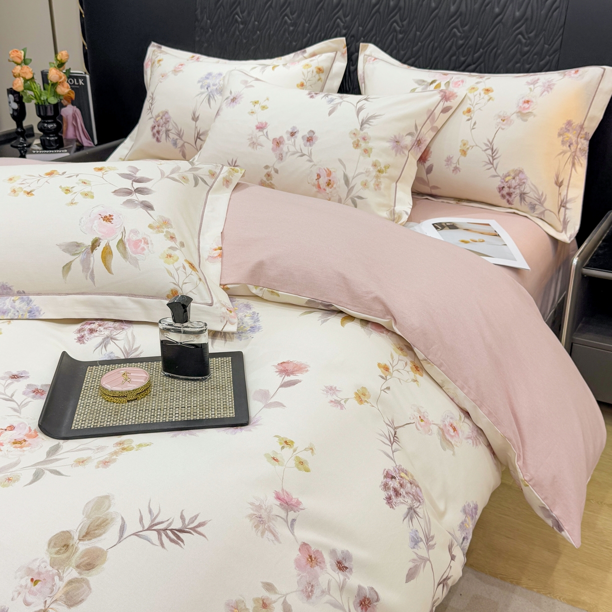 91家纺网 家纺一手货源 找家纺 凌鼎 2025新款100%全棉生态磨毛四件套系列1初茅米