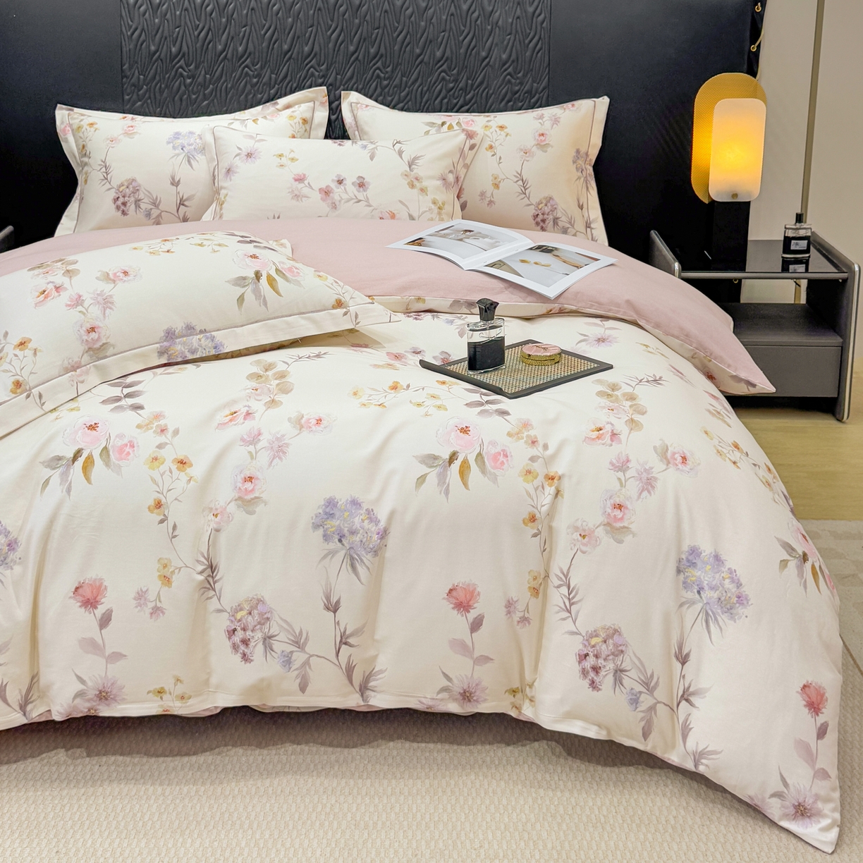 91家纺网 家纺一手货源 找家纺 凌鼎 2025新款100%全棉生态磨毛四件套系列1初茅米