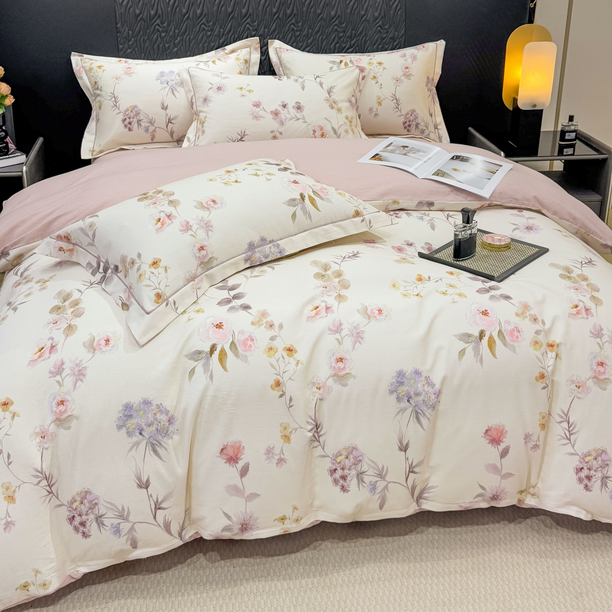 91家纺网 家纺一手货源 找家纺 凌鼎 2025新款100%全棉生态磨毛四件套系列1初茅米