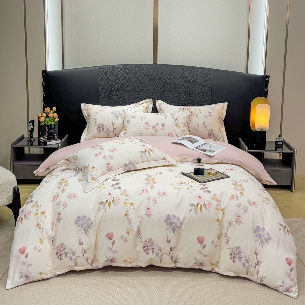 91家纺网 家纺一手货源 找家纺 凌鼎 2025新款100%全棉生态磨毛四件套系列1初茅米