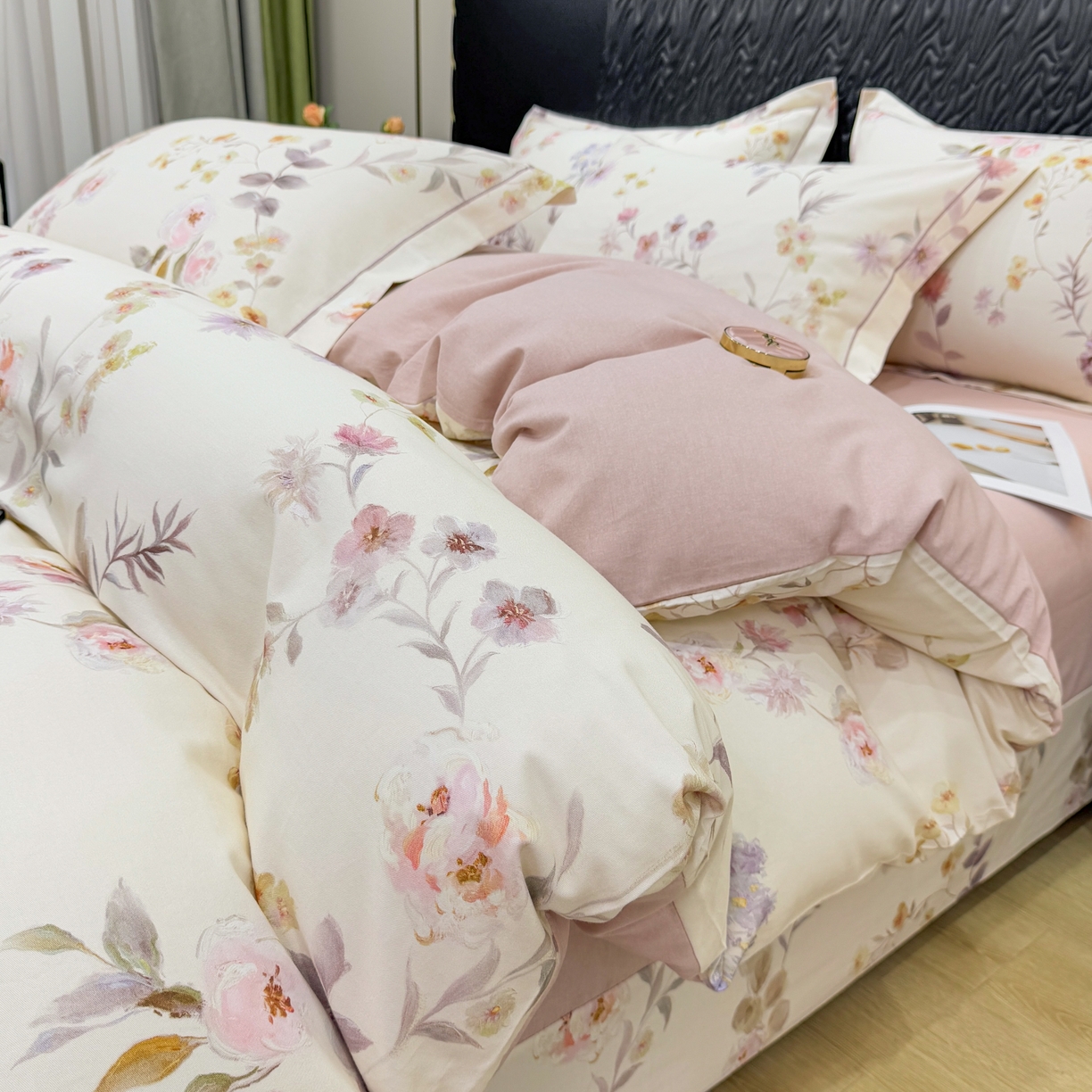 91家纺网 家纺一手货源 找家纺 凌鼎 2025新款100%全棉生态磨毛四件套系列1初茅米