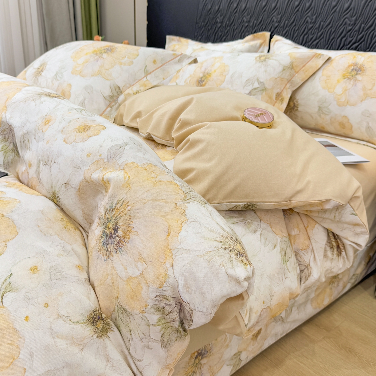 91家纺网 家纺一手货源 找家纺 凌鼎 2025新款100%全棉生态磨毛四件套系列1豆蔻年华黄