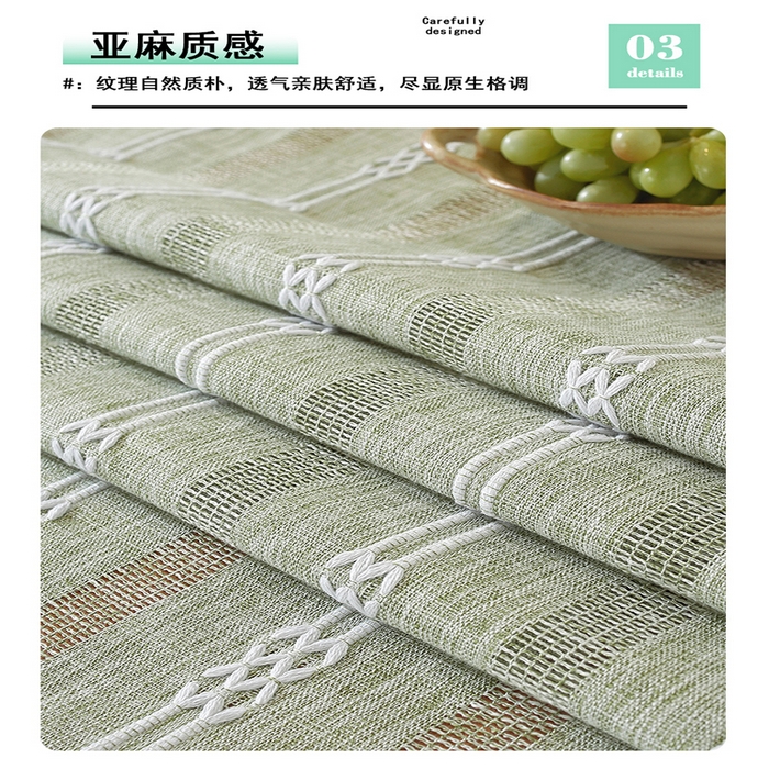 91家纺网 家纺一手货源 找家纺 （总）共鸣沙发垫 2025新款棉麻桌布镂空条纹系列