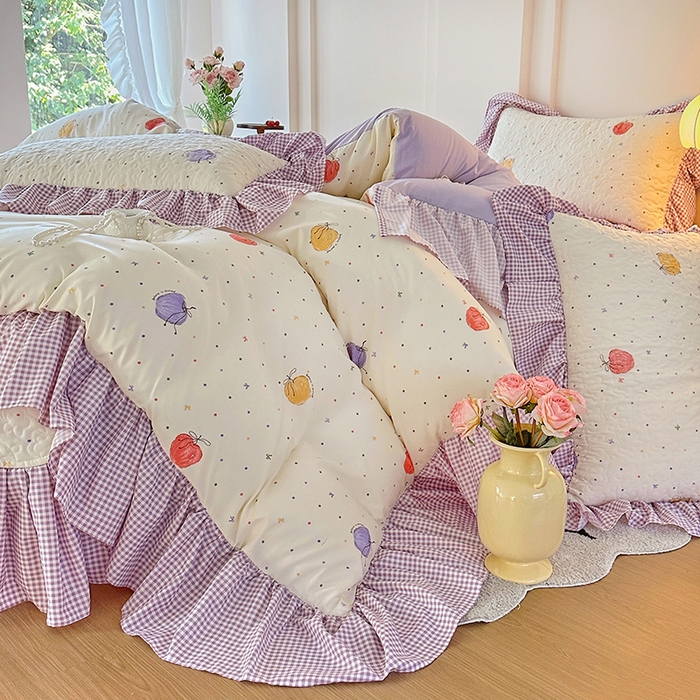 91家纺网 家纺一手货源 找家纺 易辰美 2025新款法式公主风夹棉床盖四件套 一只甜