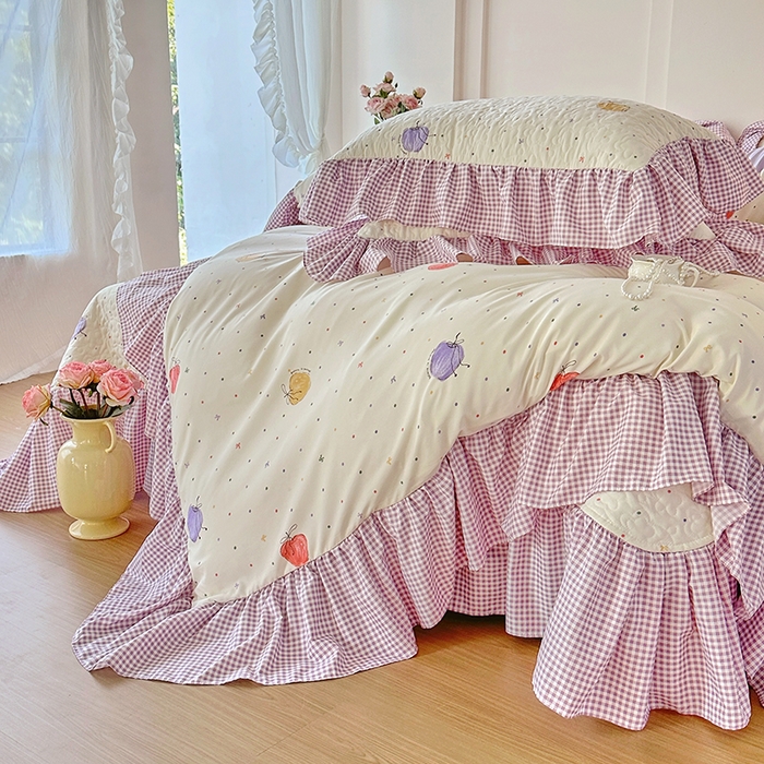 91家纺网 家纺一手货源 找家纺 易辰美 2025新款法式公主风夹棉床盖四件套 一只甜