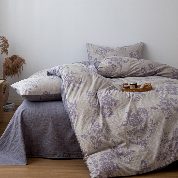 91家纺网 家纺一手货源 找家纺 （总）芯贝儿 2025秋冬新品加厚原麻复古风亚麻皱皱双层纱水洗m四件套