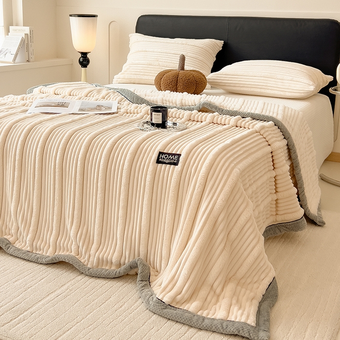 91家纺网 家纺一手货源 找家纺 （总）世纪绒品 2025新款A类子母条兔毛绒毛毯