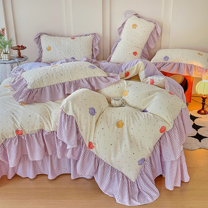 91家纺网 家纺一手货源 找家纺 易辰美 2025新款法式公主风夹棉床盖四件套 一只甜