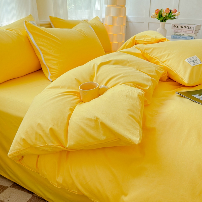 91家纺网 家纺一手货源 找家纺 （总）花香四季家纺 2025新款全棉13376纯棉素色四件套系列床单床笠枕套单品