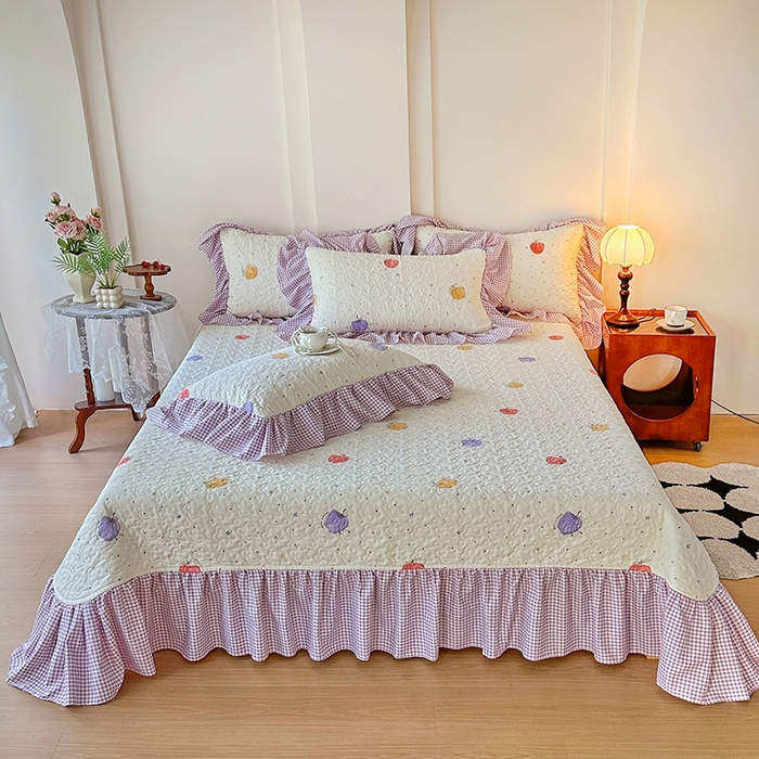 91家纺网 家纺一手货源 找家纺 易辰美 2025新款法式公主风夹棉床盖四件套 一只甜