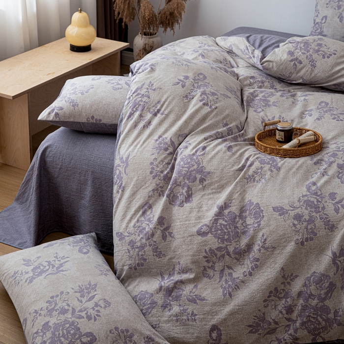 91家纺网 家纺一手货源 找家纺 （总）芯贝儿 2025秋冬新品加厚原麻复古风亚麻皱皱双层纱水洗m四件套