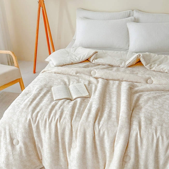 91家纺网 家纺一手货源 找家纺 （总）欧夏家纺 2025新款日式棉麻四季被春秋被冬被-圣之花