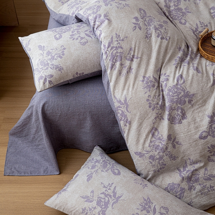 91家纺网 家纺一手货源 找家纺 （总）芯贝儿 2025秋冬新品加厚原麻复古风亚麻皱皱双层纱水洗m四件套