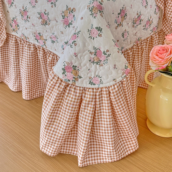 91家纺网 家纺一手货源 找家纺 易辰美 2025新款法式公主风夹棉床盖四件套 蔻依娜-粉