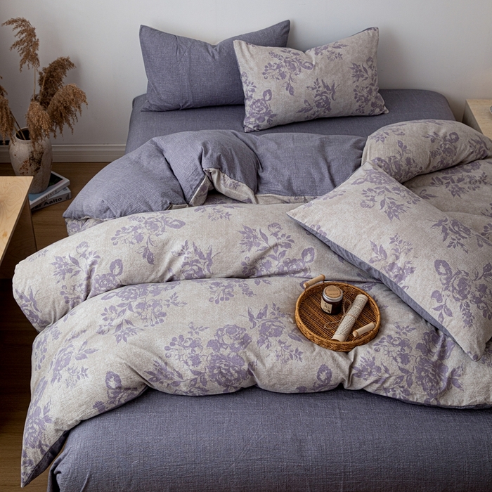 91家纺网 家纺一手货源 找家纺 （总）芯贝儿 2025秋冬新品加厚原麻复古风亚麻皱皱双层纱水洗m四件套