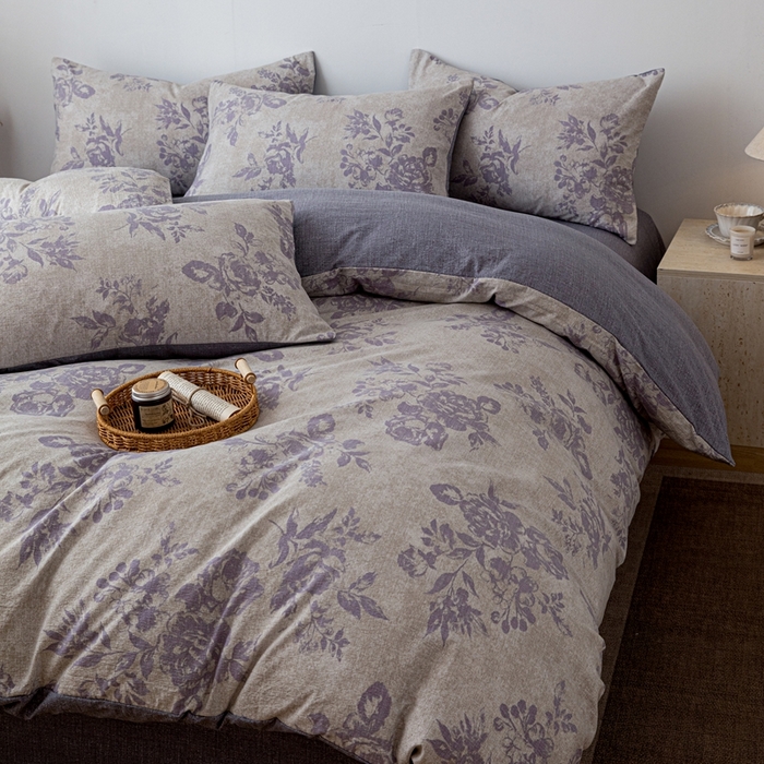 91家纺网 家纺一手货源 找家纺 （总）芯贝儿 2025秋冬新品加厚原麻复古风亚麻皱皱双层纱水洗m四件套