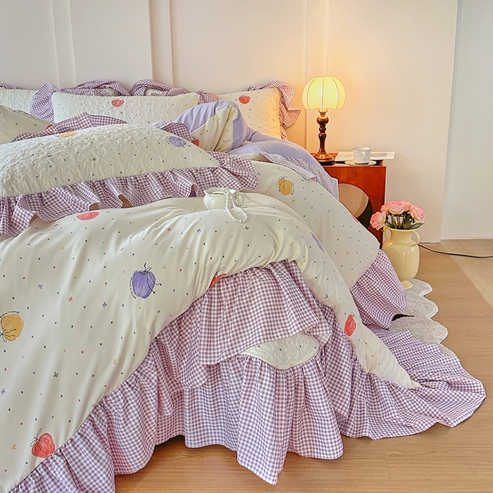 91家纺网 家纺一手货源 找家纺 易辰美 2025新款法式公主风夹棉床盖四件套 一只甜