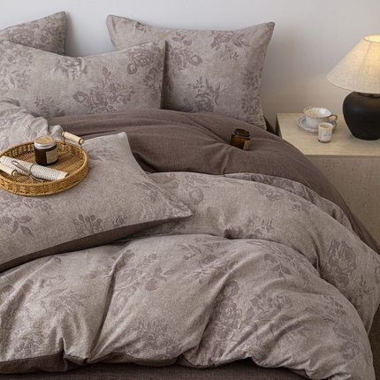 91家纺网 家纺一手货源 找家纺 （总）芯贝儿 2025秋冬新品加厚原麻复古风亚麻皱皱双层纱水洗m四件套