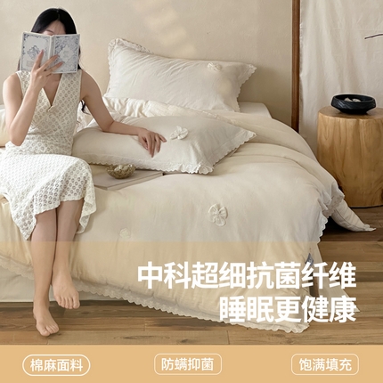 （总）一加一 2025新款柔韵抗菌棉麻被子被芯冬被-蝶舞